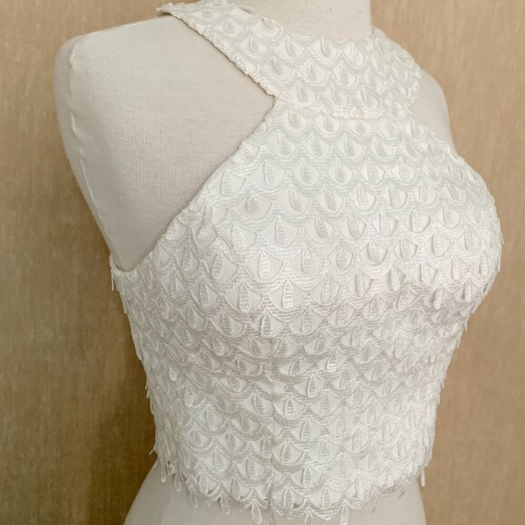 Desiree Hartsock White Guipure Lace Halter Bridal Top Size 6 - Picture 2 of 10